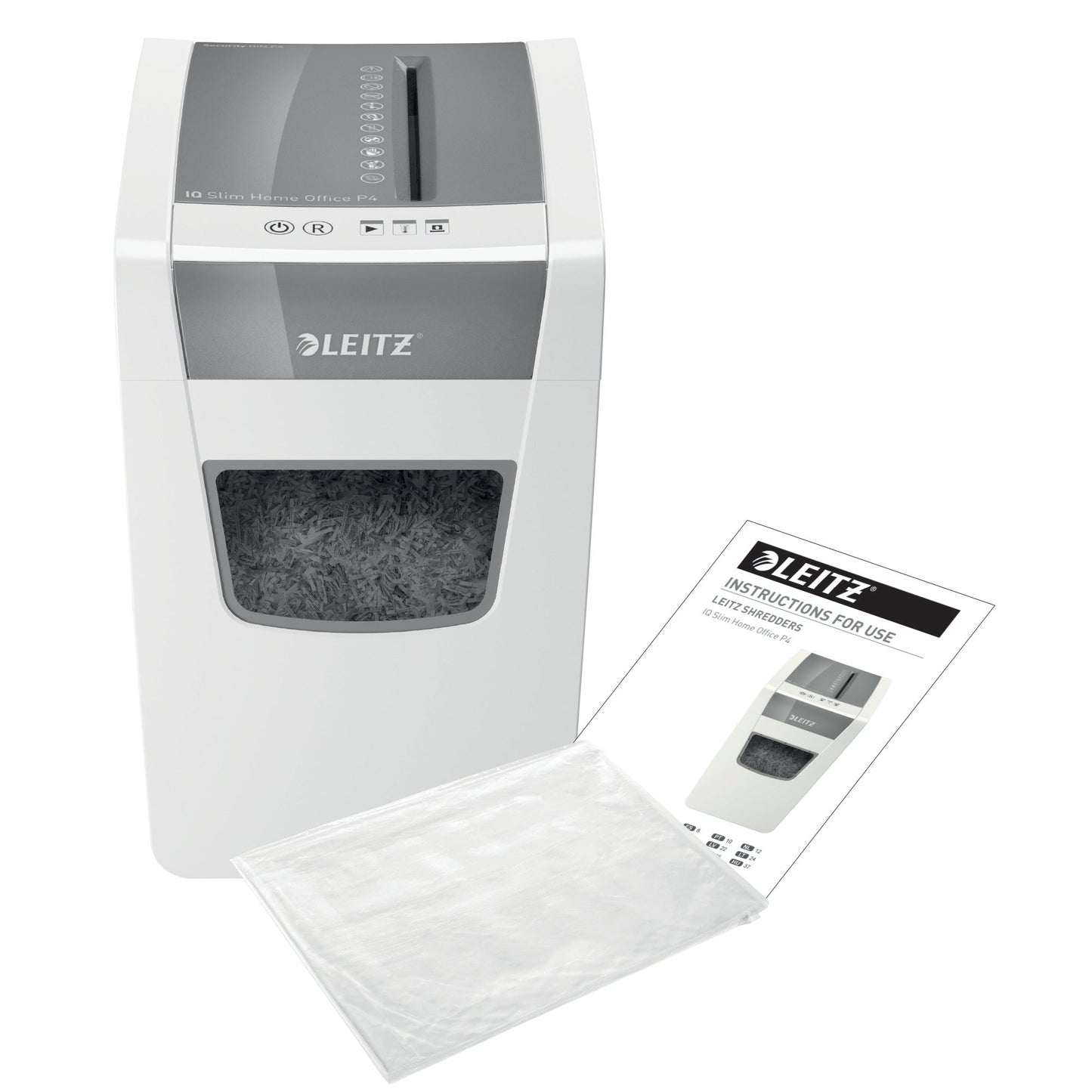 Leitz IQ Slim Home Office Cross Cut Shredder 23 Litre 10 Sheet White 80011000