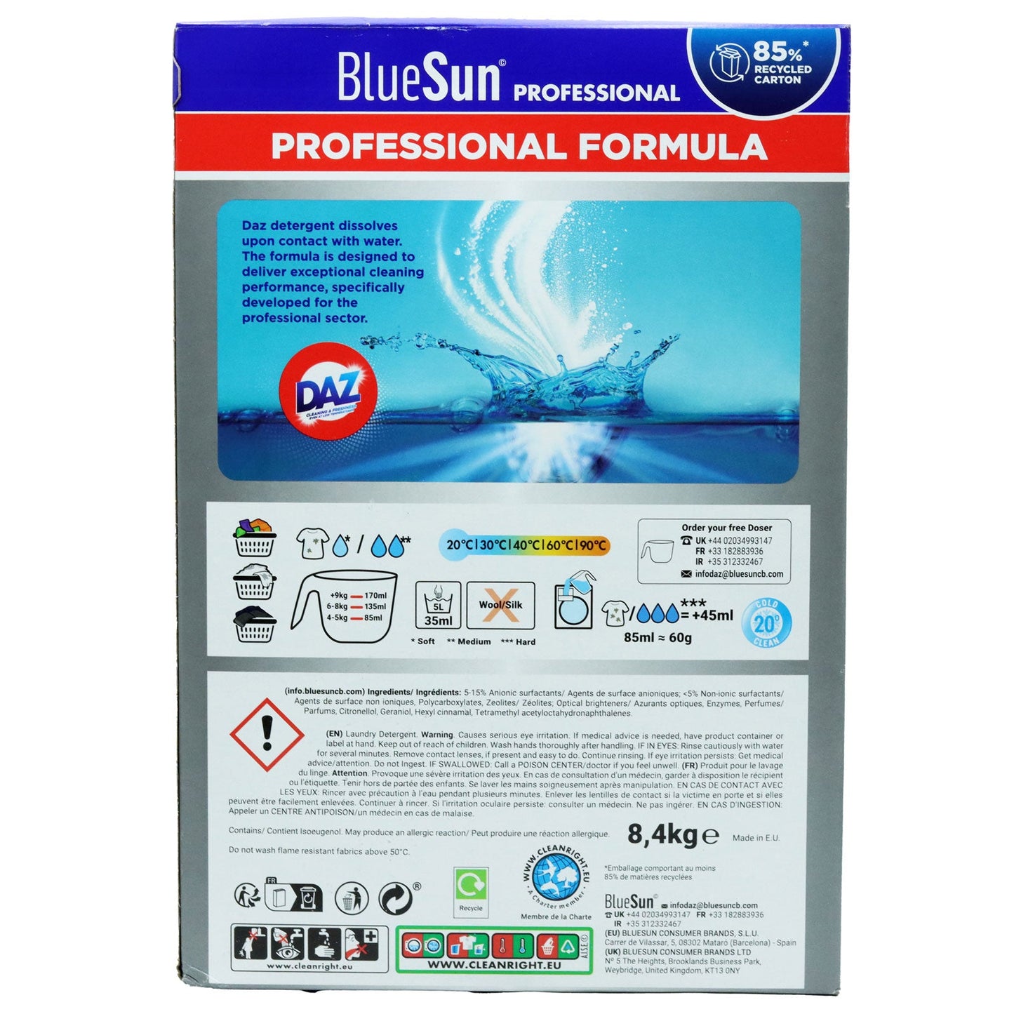 Daz Professional Washing Soap Powder 140 Washes 8.4kg | Whites & Colours