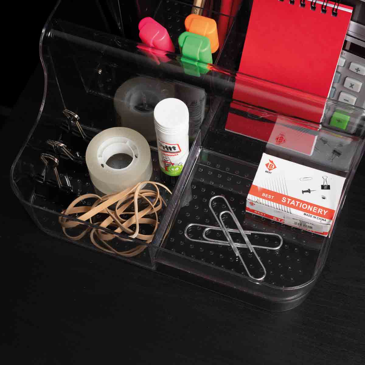 Addis Acrylic 6 Compartment Organiser | Cosmetics , Stationery Tea & Coffee | 1 x 6 Compartment