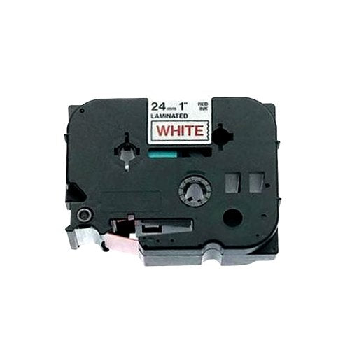 Brother P-Touch TZe Lam Tape Cassette 24mm x 8m Red on White Tape TZE252