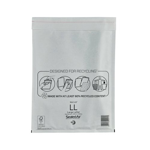 Sealed Air Bubble Lined Postal Bag LL 230x330mm White (Pack of 50) 100355434