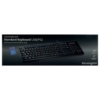 Kensington ValuKey Wired USB UK Keyboard Black 1500109