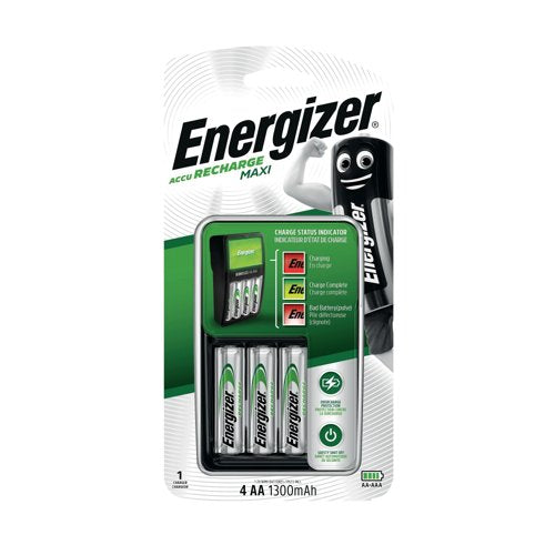 Energizer Maxi Battery Charger 4x AA Batteries 1300 Mah Uk 633151