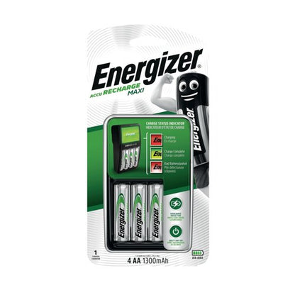 Energizer Maxi Battery Charger 4x AA Batteries 1300 Mah Uk 633151