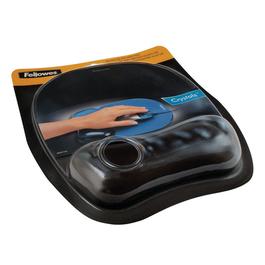 Fellowes Crystal Mousepad and Wrist Rest Black Code 9112101