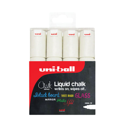 Uniball PWE-8K Chalk Marker Chisel Broad White (Pack of 4) 153494344