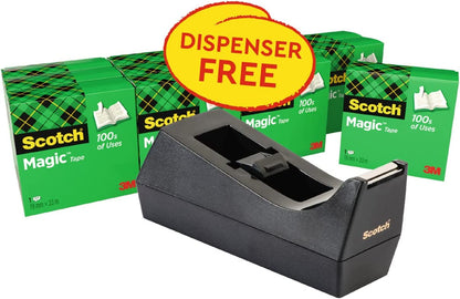 Scotch Magic Tape 810 19mm x 33m (Pack of 12) with Free Dispenser SM12