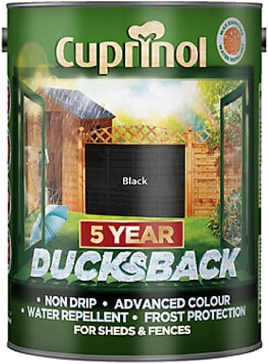 Cuprinol Ducksback Fence & Decking Stain | Autumn Black | Non Slip | Water Repellent | 5 Litre