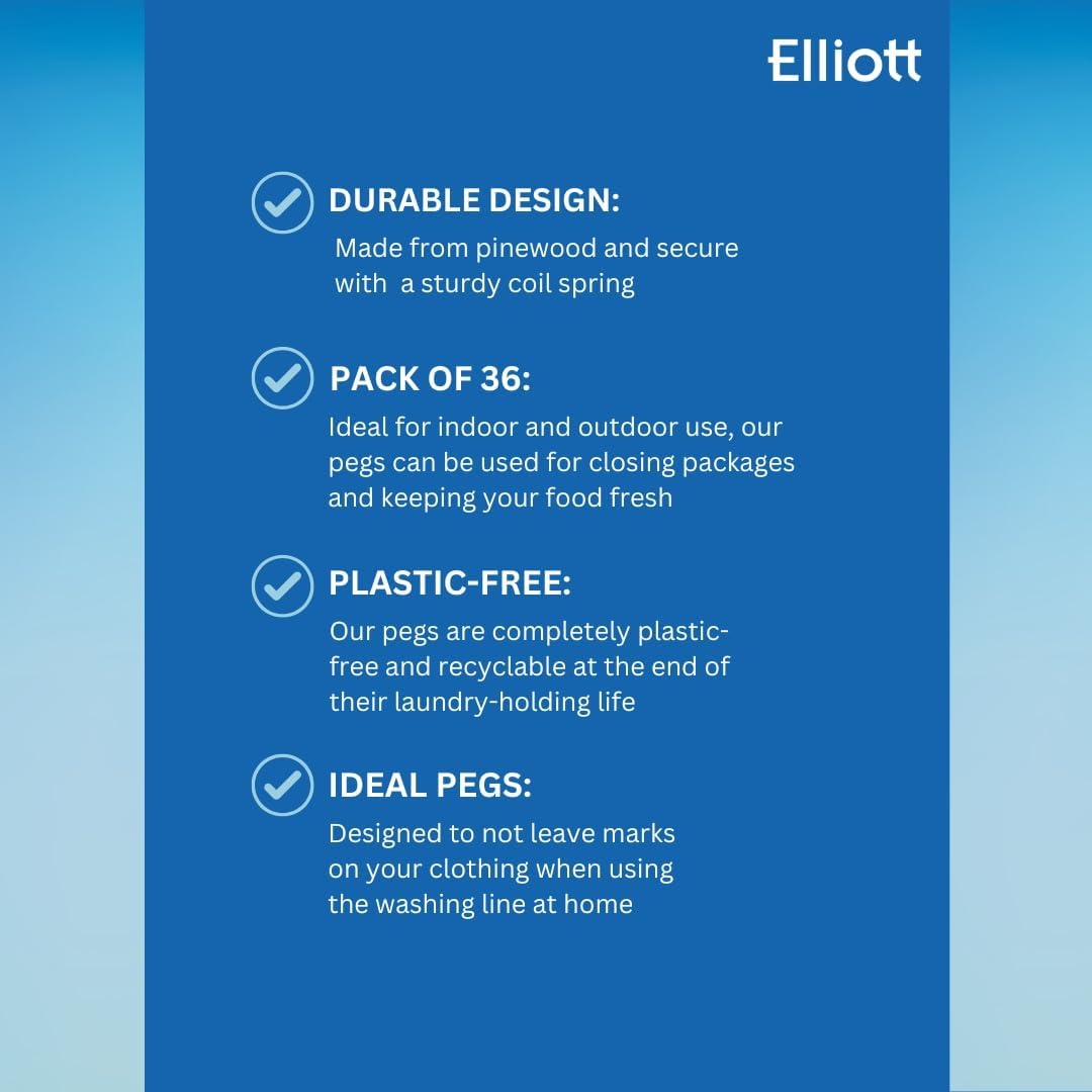 Elliott Traditional Pinewood Clothes Pegs  3 x 36 Pegs {108}