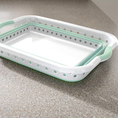 Addis Large 45L Fold Away Laundry Basket White and Sky Blue