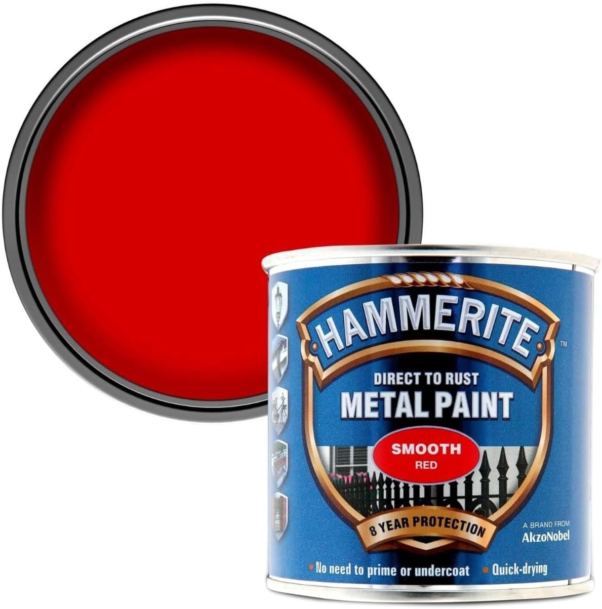 Hammerite 5084869 Direct To Rust Metal Paint - Smooth Red Finish 250Ml