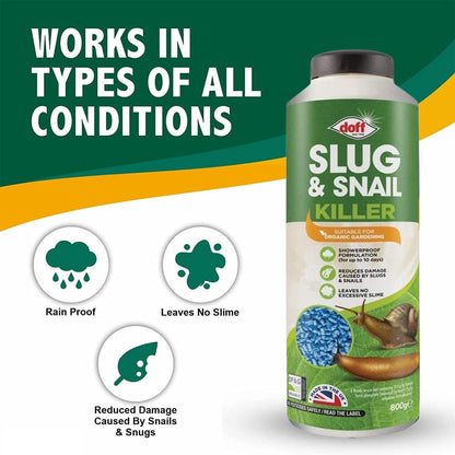 Doff Organic Slug & Snail Killer 800g Ferric Phosphate + 15% Free