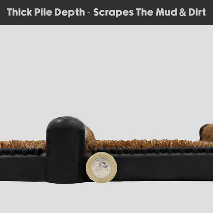 JVL Nimbus Rubber Coir Boot Scraper Mat, 30x35cm