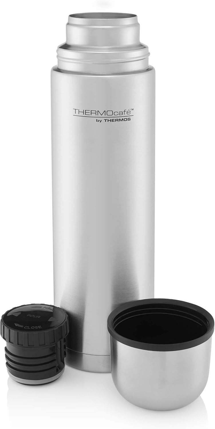 Thermos 181114 Thermocafé Stainless Steel Flask, Silver & Black, 0.35 L