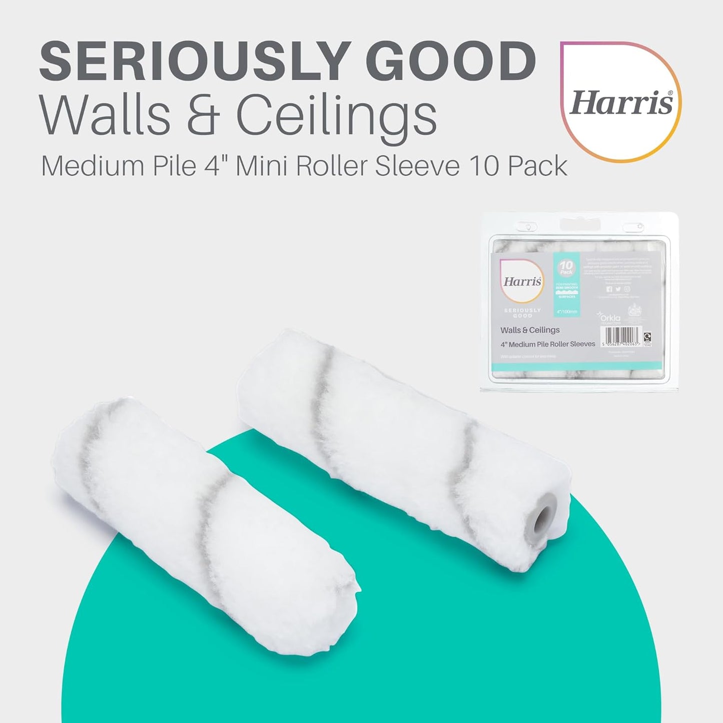 Harris Replacement Roller Sleeves For Seriously Good Walls & Ceilings 4In Mini Roller Set