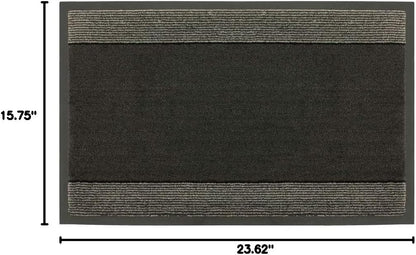 Jvl Miracle Grey With Charcoal Stripes Barrier Mat, 40 X 60 Cm