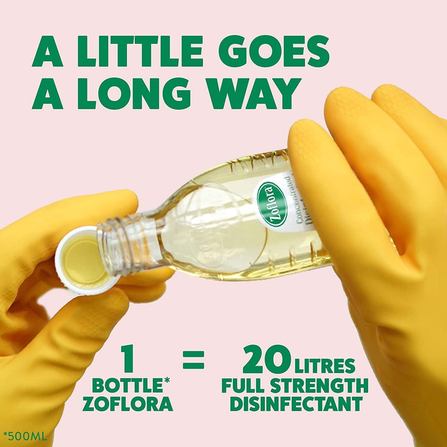 Zoflora Concentrated Multipurpose Disinfectant & Odor Eliminator, 3 in 1 Action, 500 ml, Lemon Zing