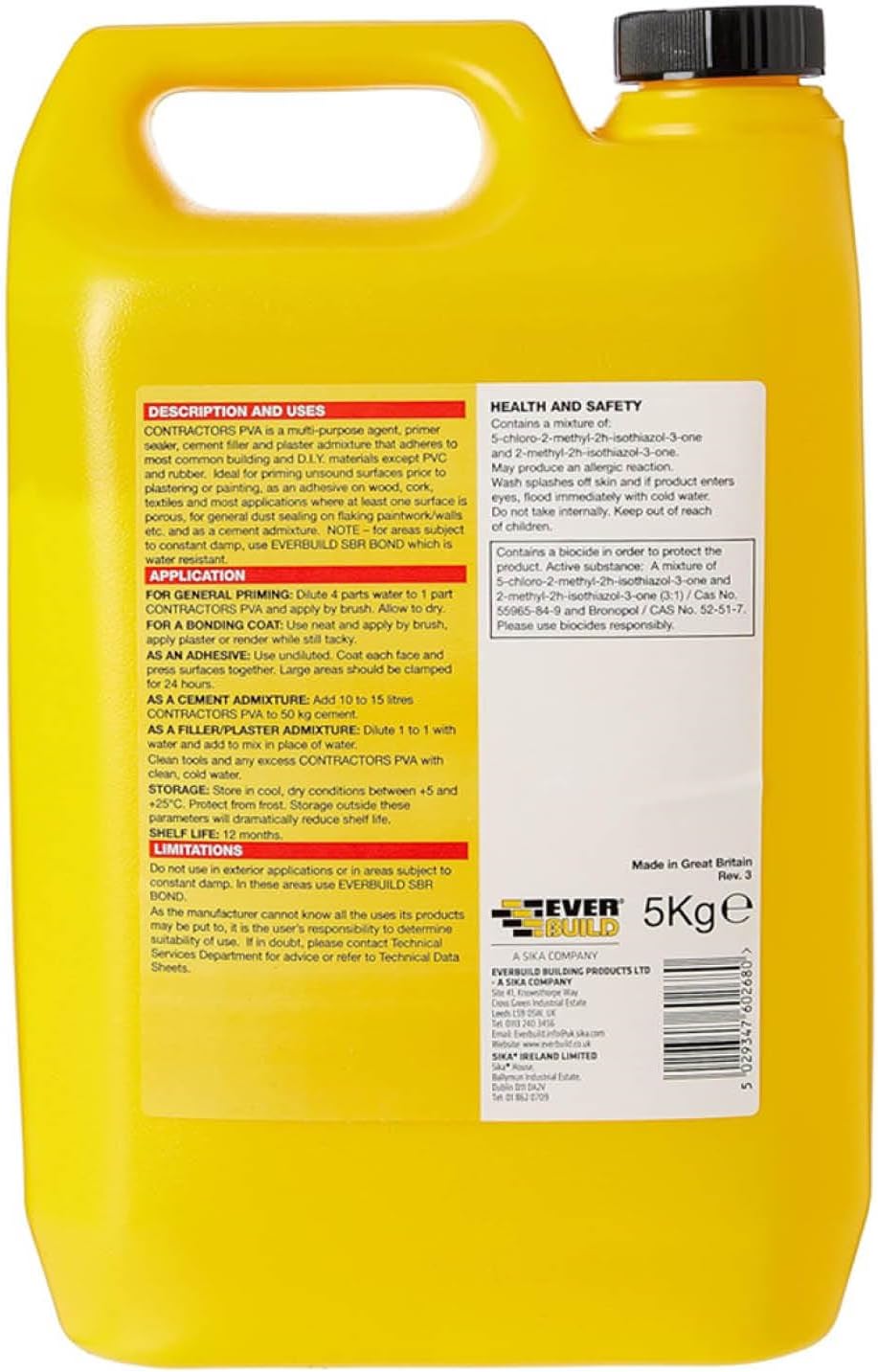 Everbuild Contractors PVA Adhesive And Sealer | 2 x 5 Litre
