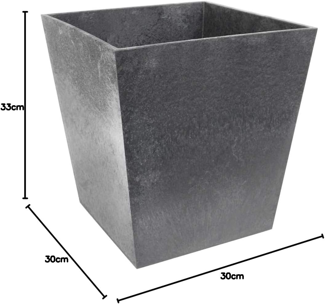 Primeur Eco Garden 33Cm Sonata Recycled Rubber Plant Pot Steel Grey