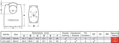 Sterling Laminated Steel Padlock 55mm