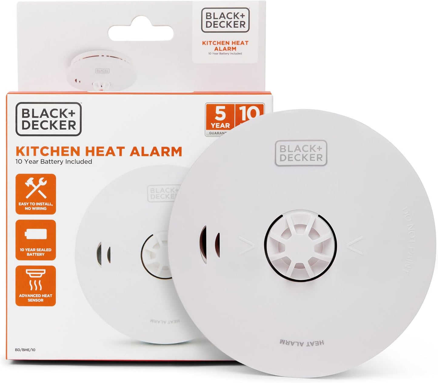 Black + Decker Heat Alarm |10 Year Sealed Lithium Battery Life | Thermistor Sensor | For use in