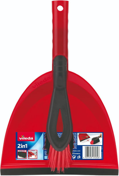 Vileda Dust Pan & Brush Set - 2in1 Brush and Pan Set