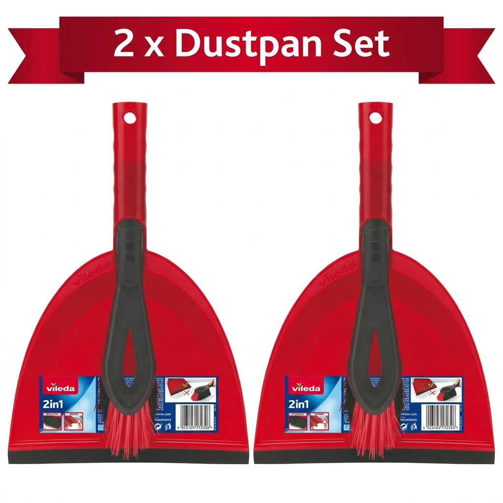 Vileda Dust Pan & Brush Set - 2in1 Brush and Pan Set