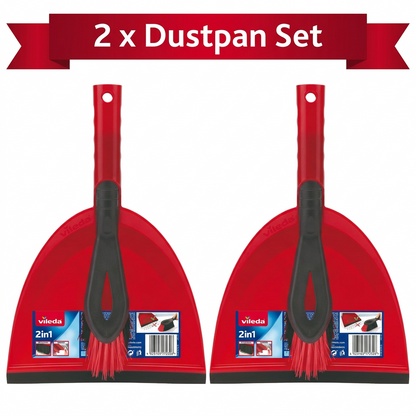 Vileda Dust Pan & Brush Set - 2in1 Brush and Pan Set