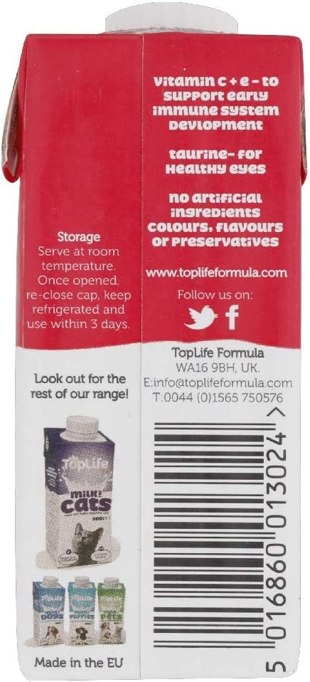 Toplife Formula Lactose Reduced Kitten Milk (200ml) - Pack of 18