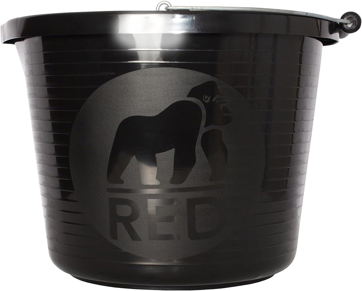 Red Gorilla Premium Builder's Bucket | 14 litre, 3 Gallon | 1 x Black