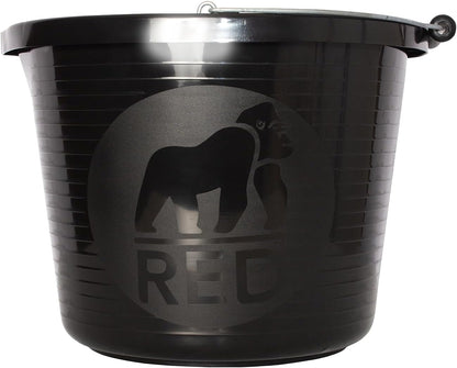 Red Gorilla Premium Builder's Bucket | 14 litre, 3 Gallon | 1 x Black