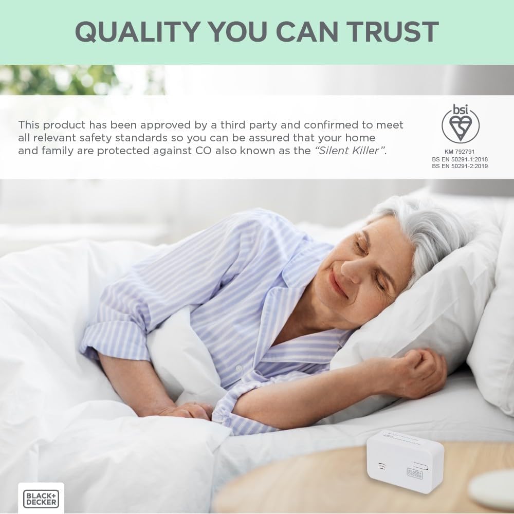 Black + Decker Carbon Monoxide Detector | Easy  Install | Carbon Monoxide Alarm For Home & Busin