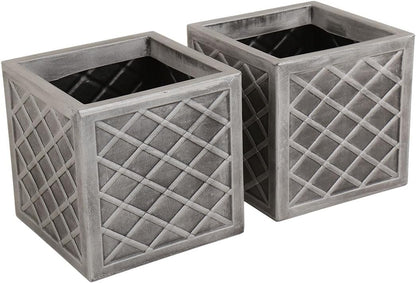 Lazio Pewter Small 32cm Square Planter