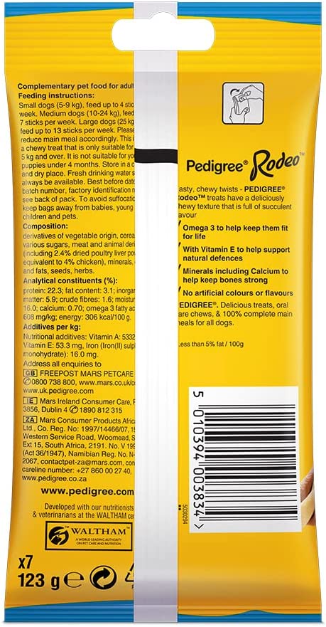 Pedigree Rodeo Dog Treats with Chicken 12 x 7 Sticks {Full Case}