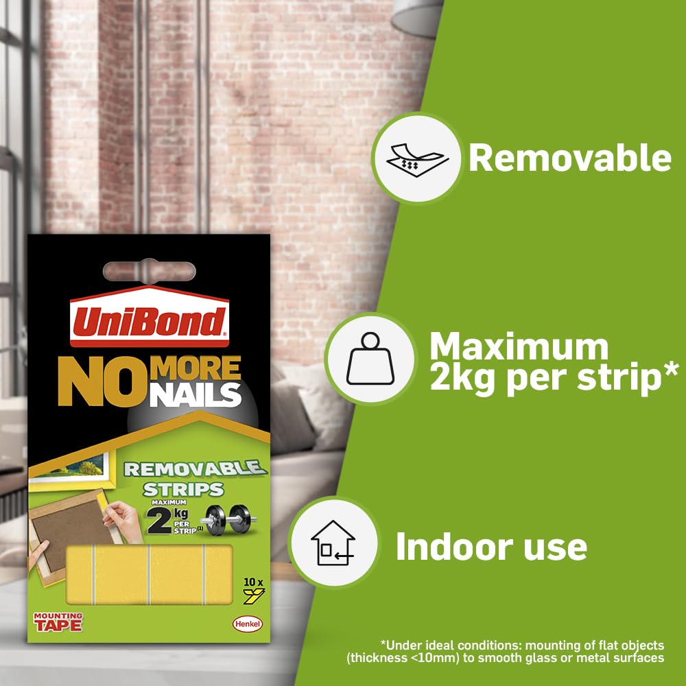 Unibond No More Nails Removable Translucent Strips Ref 781739 - Pack 10