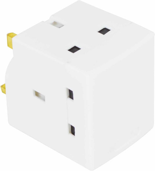 Status 3 Way Fused Plug Adapter White / Multi-Plug