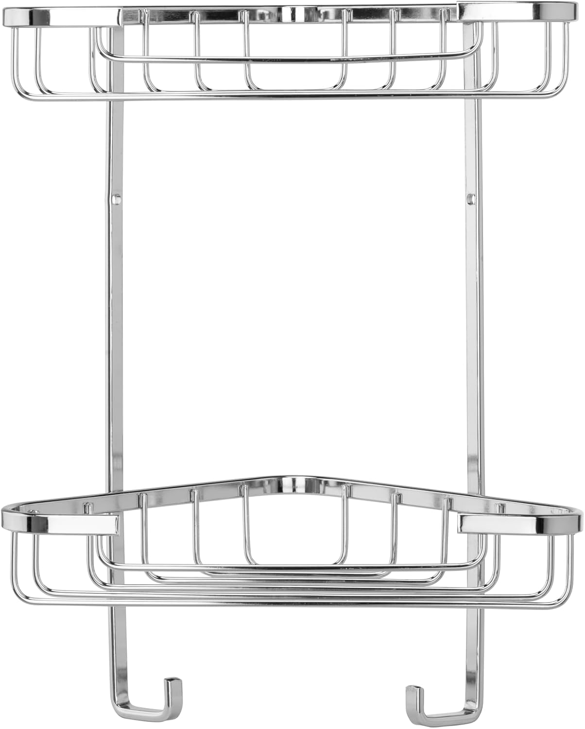 Croydex Chrome Corner Shower Caddy - Medium Two Tier