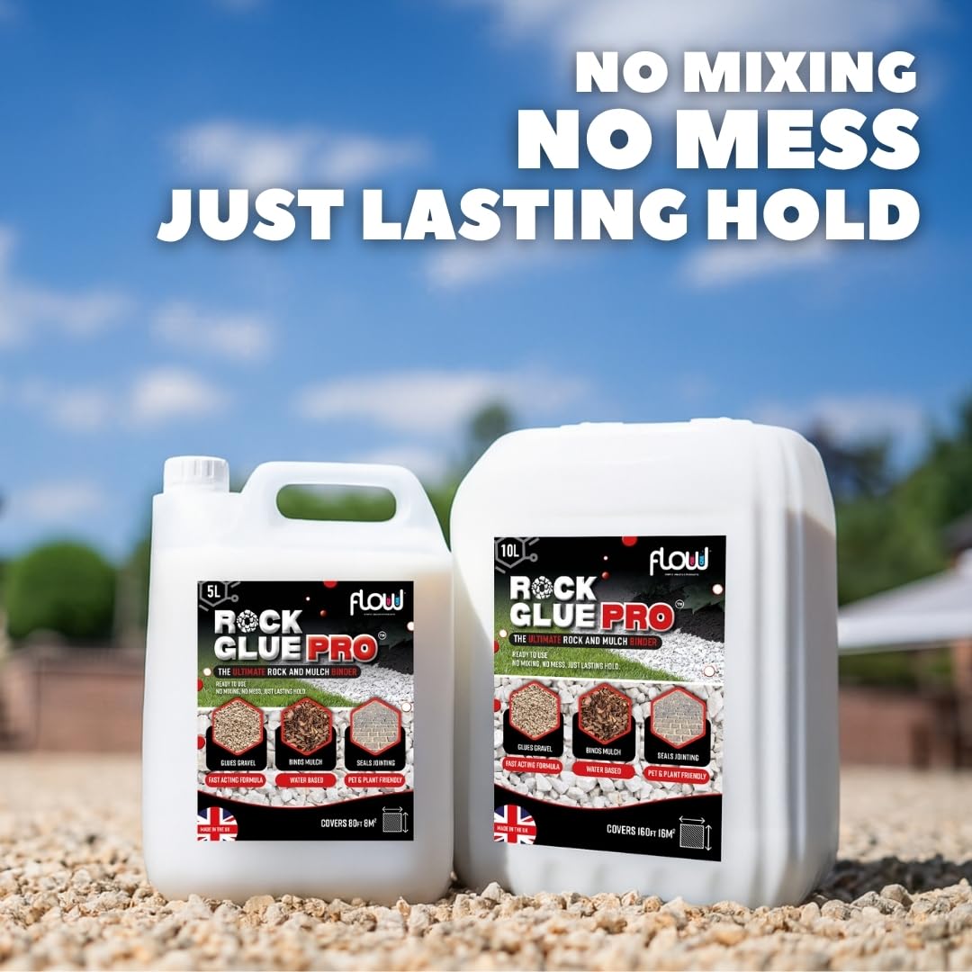 Rock Glue Pro – Heavy-Duty Water-Based Gravel Mulch Binder | For Driveways, Garden Paths | 1 x 5L