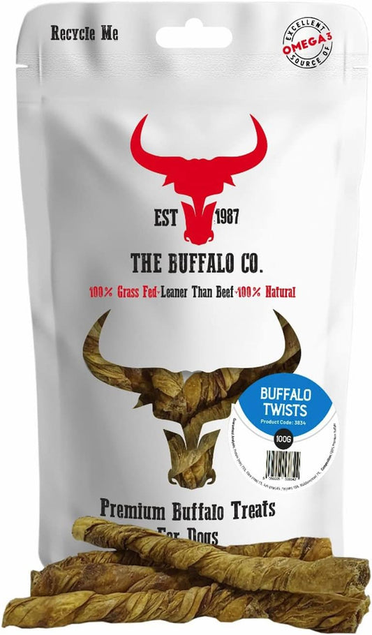 The Buffalo Co. Buffalo Twists for Dogs | 100% Natural Grass-Fed Dog Treats | 1 x 100g