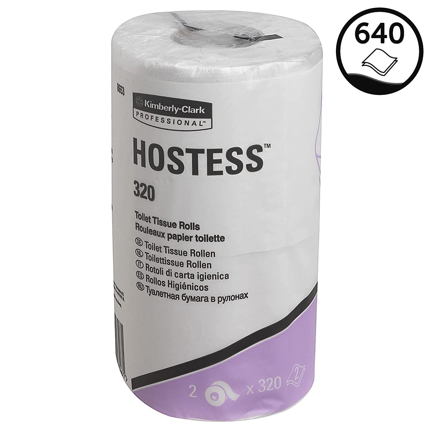 Hostess Standard Roll Toilet Tissue 8653 - 36 rolls x 320 Sheets White, 2 ply sheets (11,520 sheets)