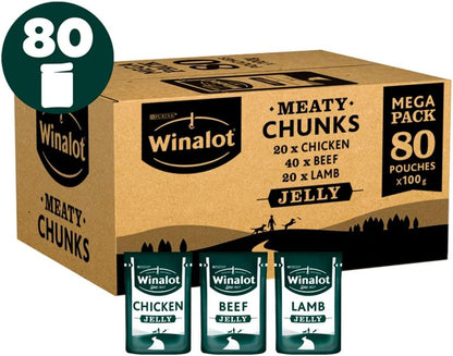 Winalot Perfect Portions Wet Dog Food Meaty Chunks in Jelly 80 x 100g