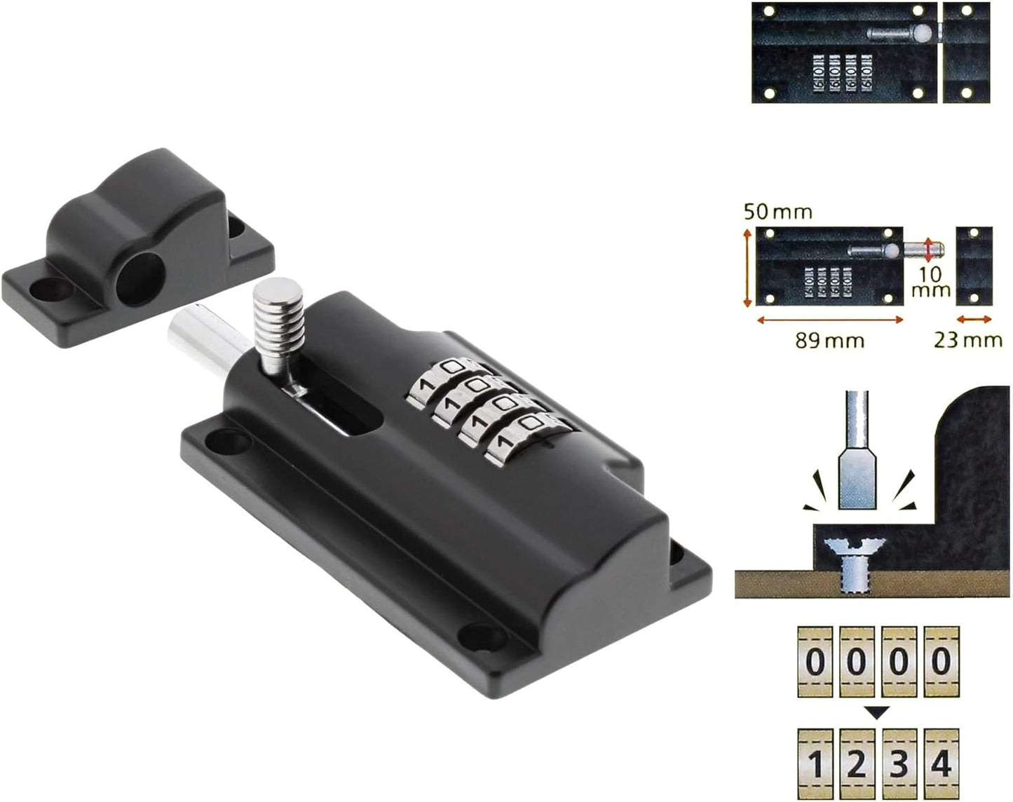 Burg Wachter {Sterling} CLB110BK 110mm 4 Combination Locking Bolt