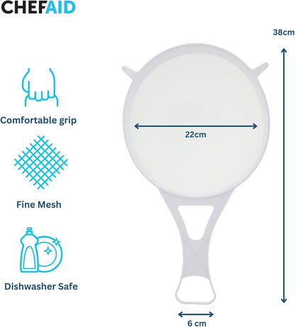 Chef Aid Large White Plastic Strainer 22cm | BPA Free