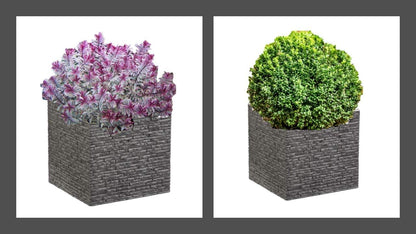 Strata Slate Pewter 32cm Short Square Planter