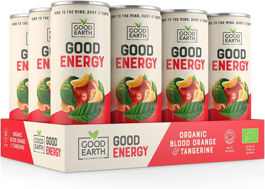Good Earth Tea Co. Orange and Tangerine Good Energy Drink, 12 Cans of 250 ml Orange & Tangerine
