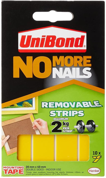 Unibond No More Nails Removable Translucent Strips Ref 781739 - Pack 10