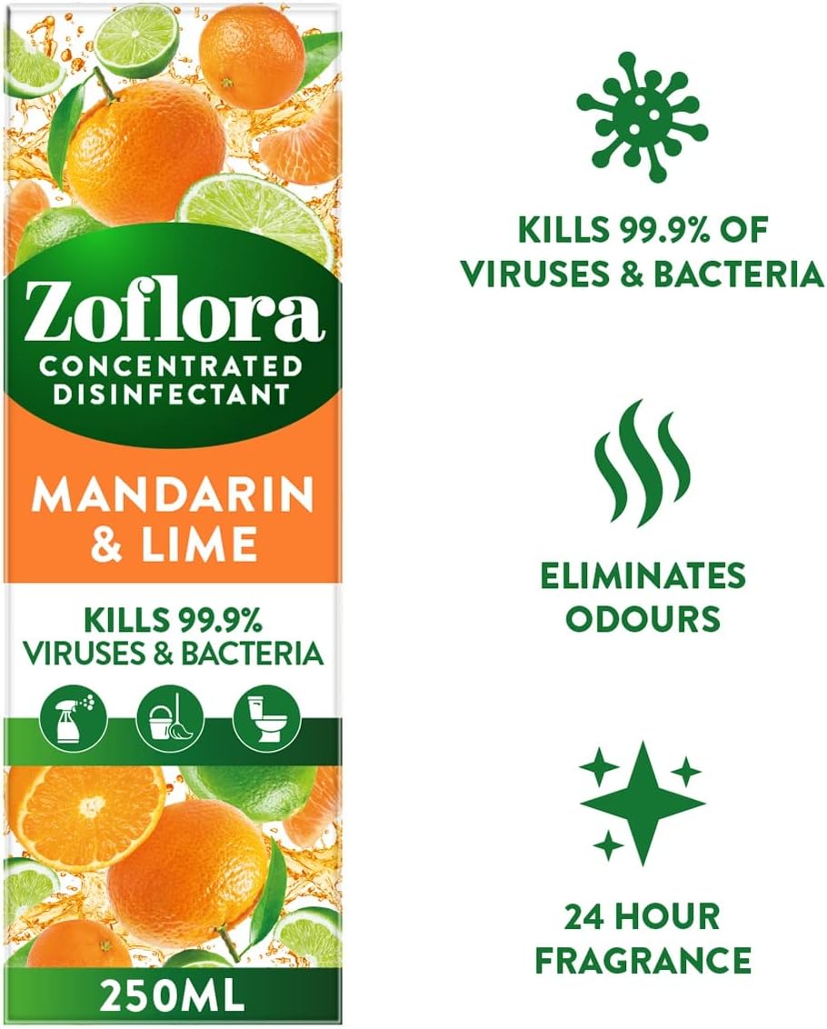 Zoflora Mandarin & Lime Concentrated Multipurpose Disinfectant Liquid | 1 x 250ml