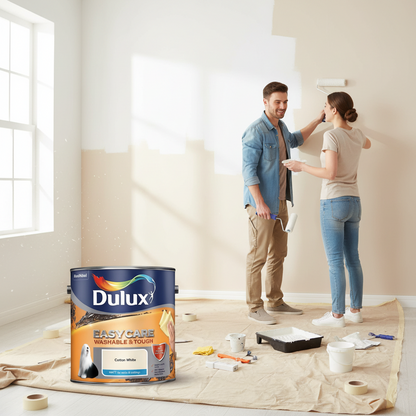 Dulux Matt Emulsion Paint For Walls And Ceilings - White Cotton 2. 5 Litres