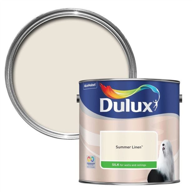 Dulux Silk Emulsion Paint For Walls And Ceilings - Summer Linen 2.5 Litres