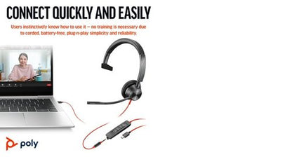 Poly Blackwire 3315 Monaural MS USB-C/A +3.5mm Headset 8X218AA